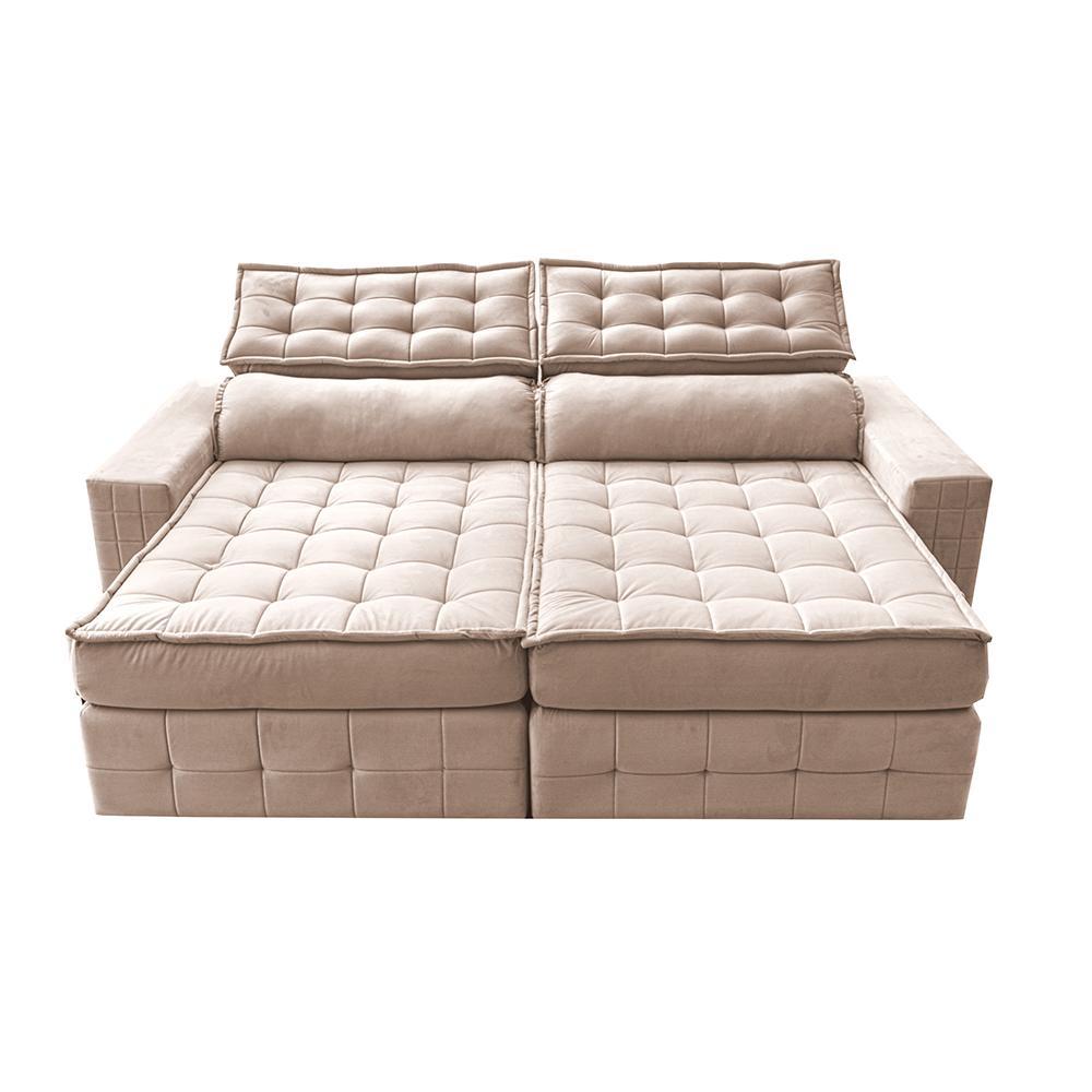 Sofá Retrátil e Reclinável 2,15m Cama inBox Big Puffer com SoftGel D40 Velupluma Bege - 5