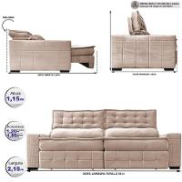 Sofá Retrátil e Reclinável 2,15m Cama inBox Big Puffer com SoftGel D40 Velupluma Bege - 2