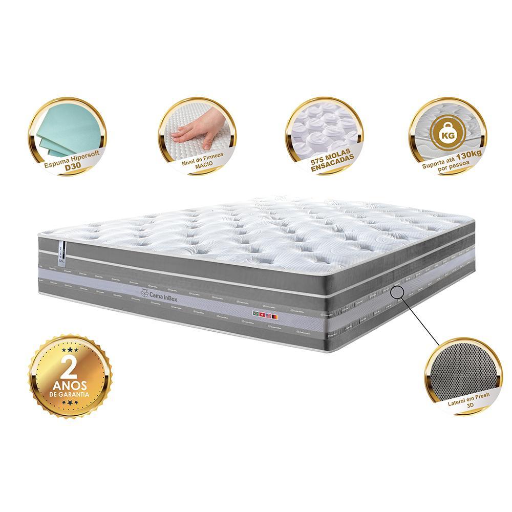 Colchão Queen de Molas Ensacadas Cama inBox Select Euro Soft 158x198x32 Cinza - 3