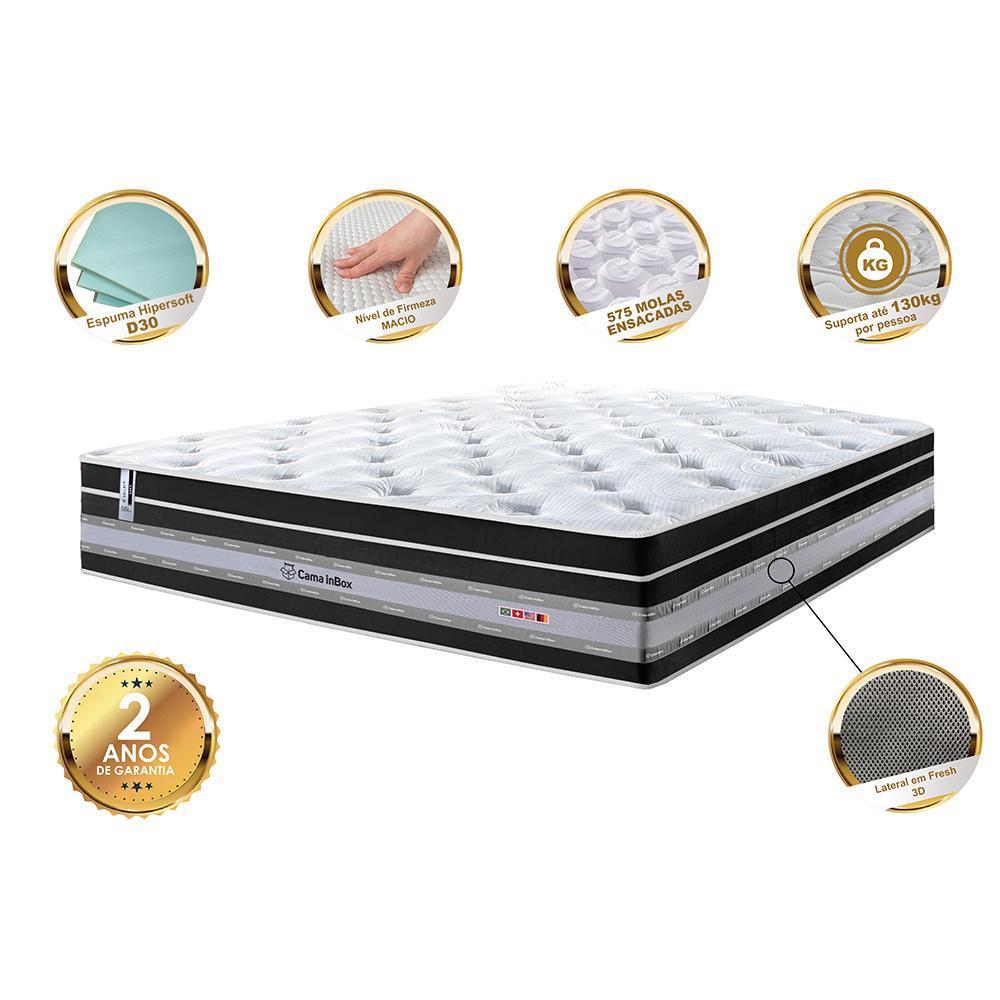 Colchão Queen de Molas Ensacadas Cama inBox Select Euro Soft 158x198x32 Preto - 3