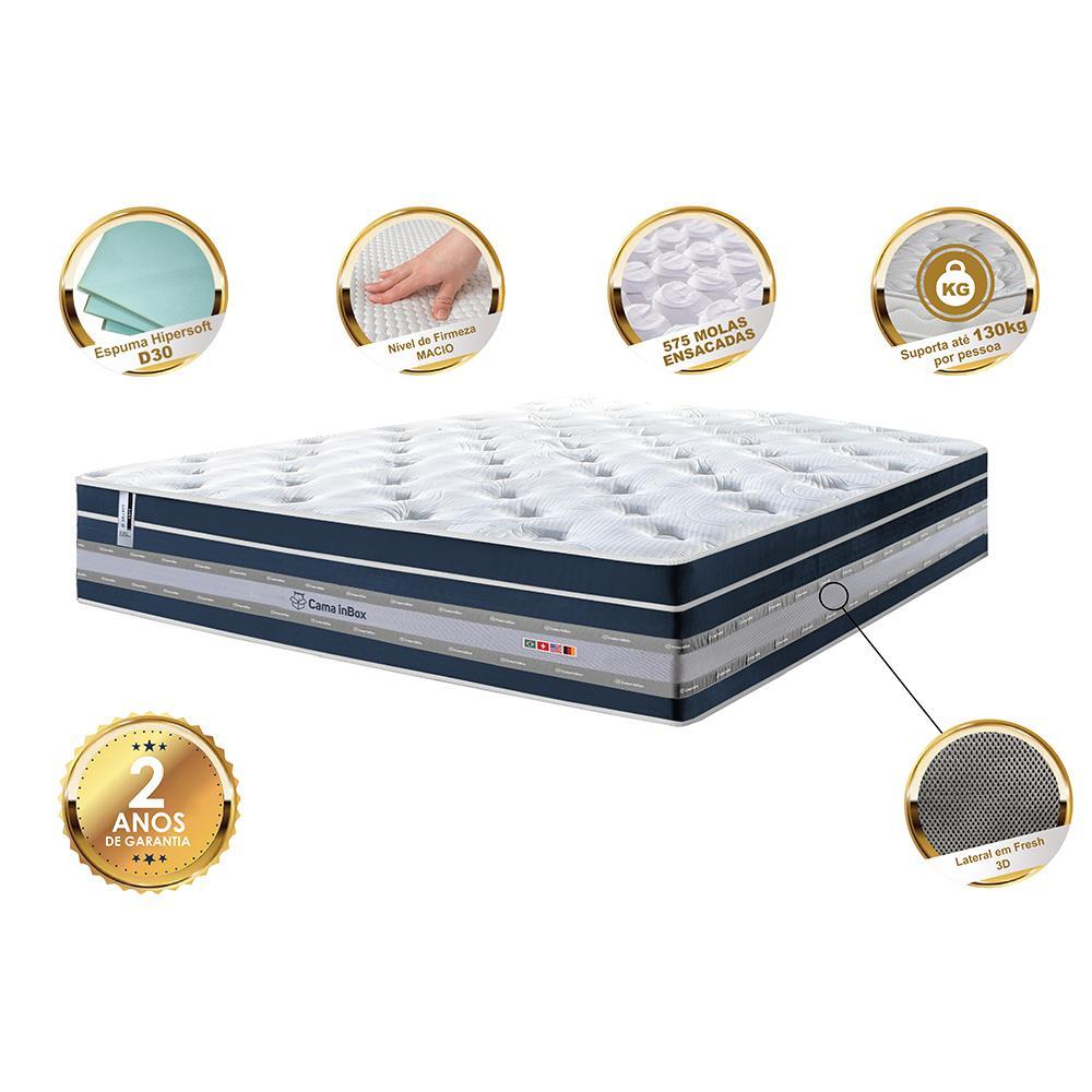 Colchão Queen de Molas Ensacadas Cama inBox Select Euro Soft 158x198x32 Azul - 3