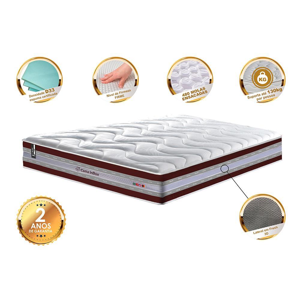 Colchão Casal de Molas Ensacadas D33 Cama inBox Select Firme 138x188x32 Vinho - 3