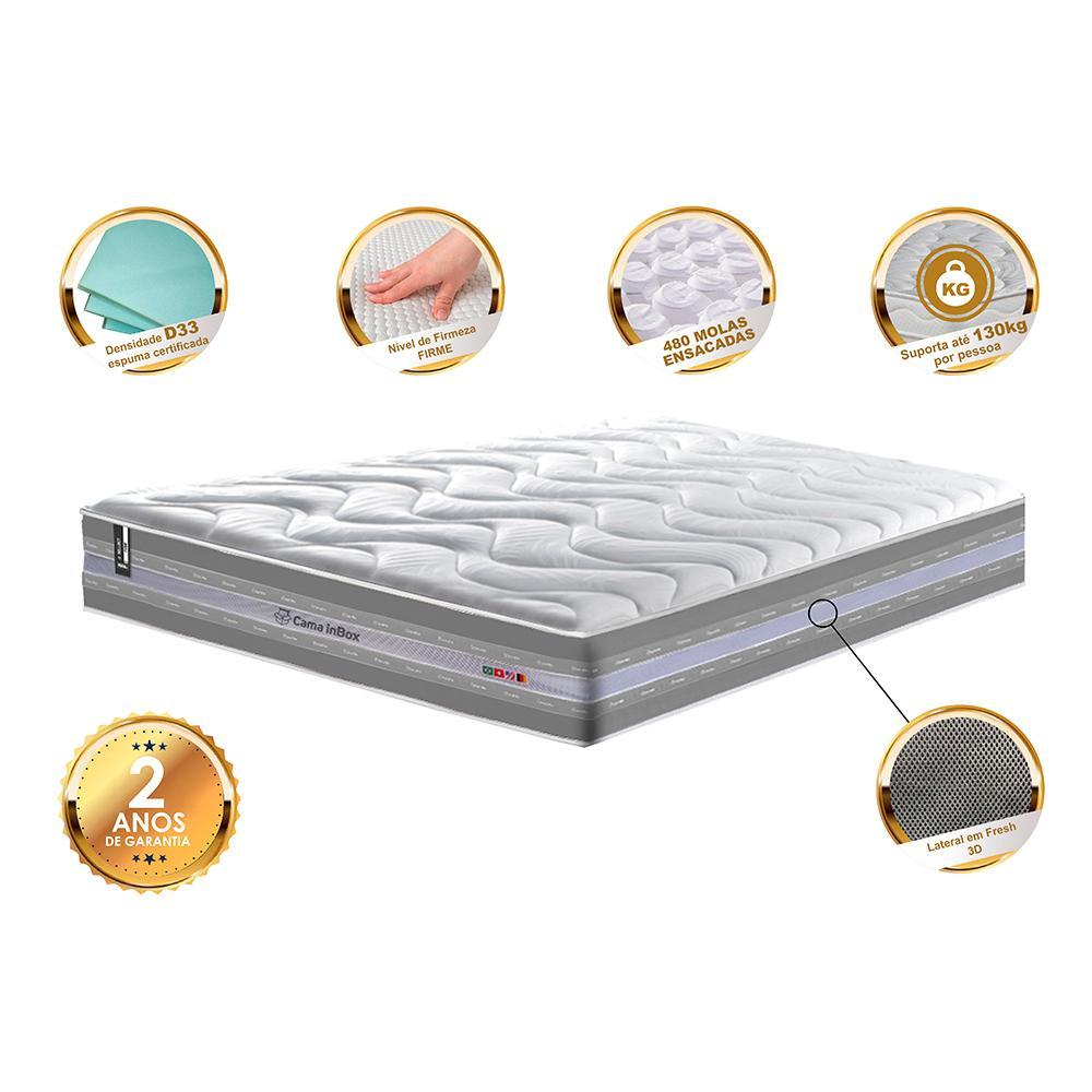 Colchão Casal de Molas Ensacadas D33 Cama inBox Select Firme 138x188x32 Cinza - 3