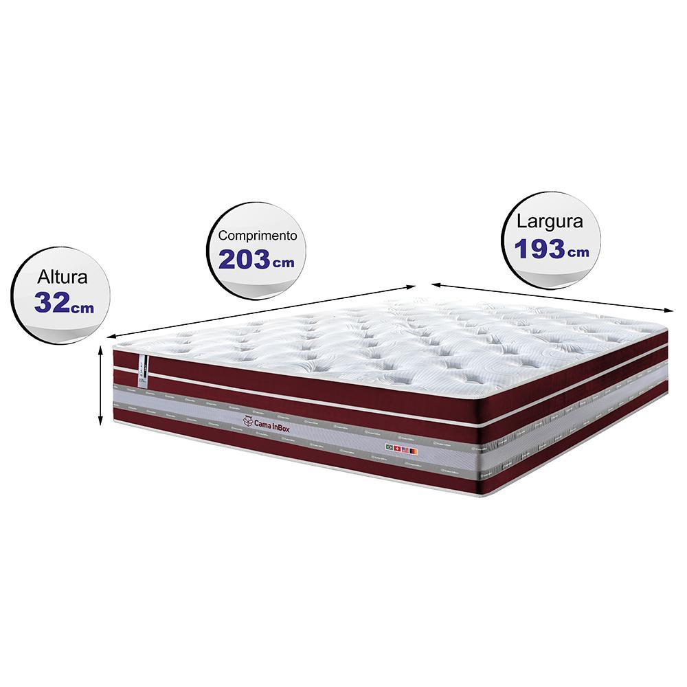 Colchão King de Molas Ensacadas Cama inBox Select Euro Soft 193x203x32 Vinho - 2
