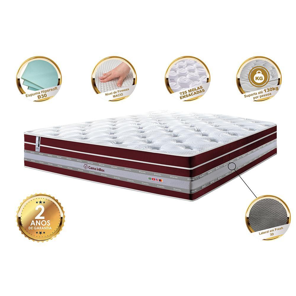 Colchão King de Molas Ensacadas Cama inBox Select Euro Soft 193x203x32 Vinho - 3