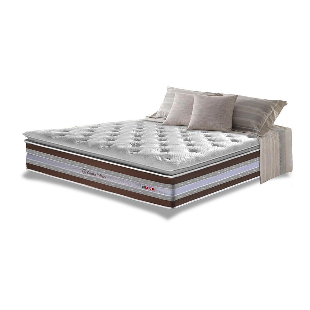 Colchão King de Molas Ensacadas D33 com Pillow TOP Cama inBox Select 193x203x32 Café - 1