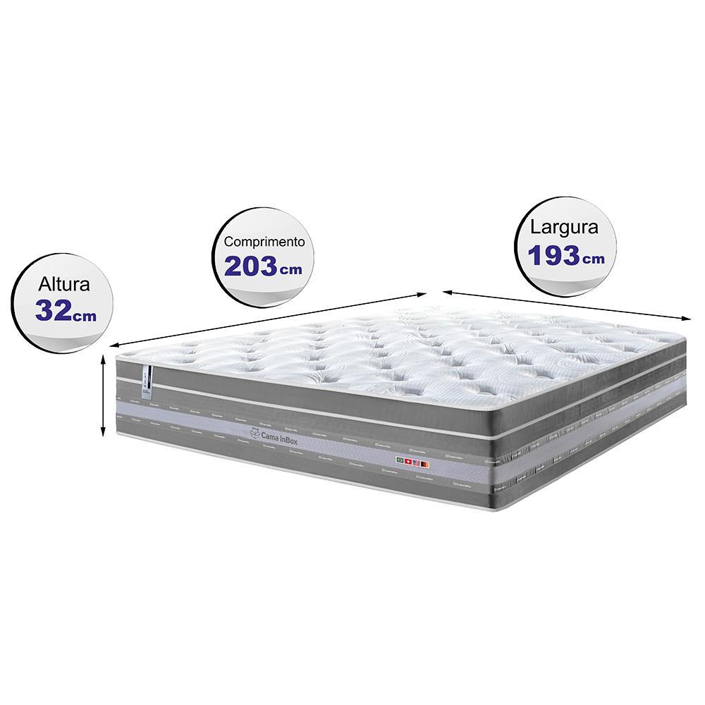 Colchão King de Molas Ensacadas Cama inBox Select Euro Soft 193x203x32 Cinza - 2