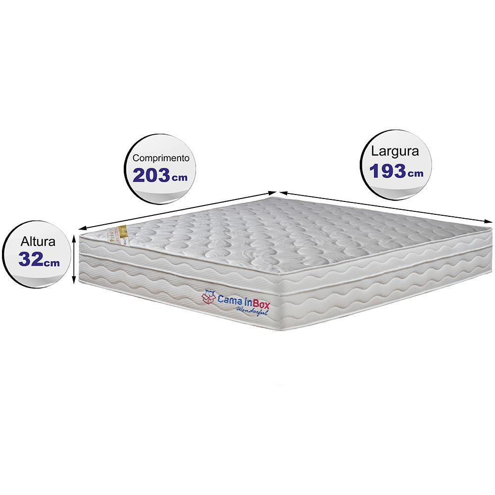 Colchão King com Molas Ensacadas Cama inBox Wonderful Branco 193x203x32 - 3