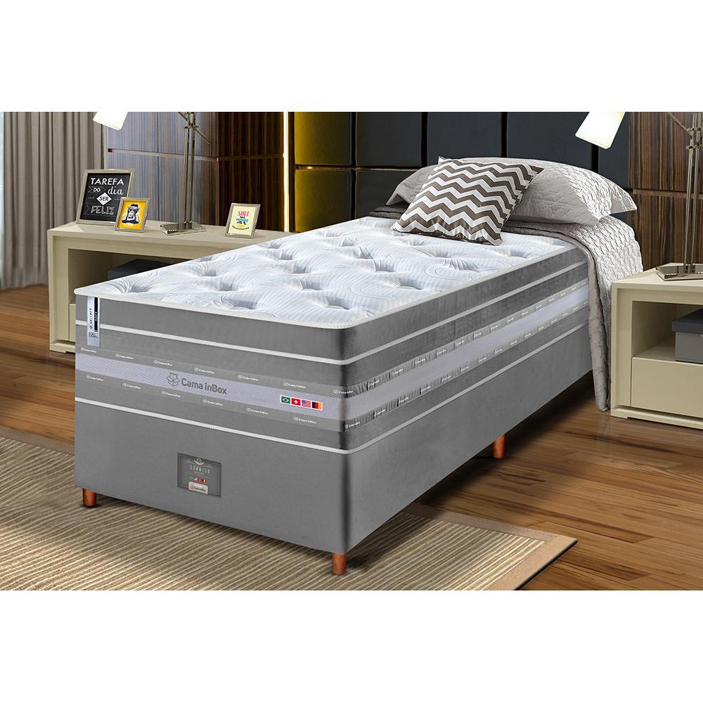 Conjunto Cama Box Solteiro de Molas Ensacadas Cama inBox Select Euro Soft 88x188x71 Cinza - 1