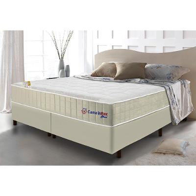 Conjunto Cama Box Queen com Molas Ensacadas Cama inBox Cloud Bege 158x198x67