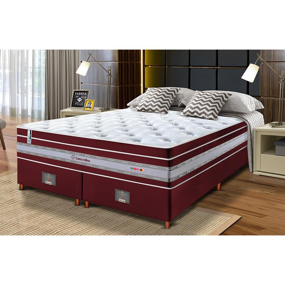 Conjunto Cama Box King de Molas Ensacadas Cama inBox Select Euro Soft 193x203x71 Vinho - 1