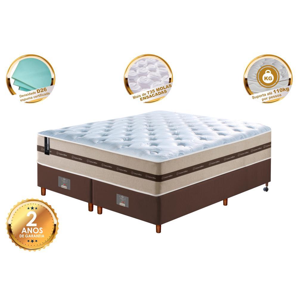 Conjunto Cama Box King de Molas Ensacadas Cama inBox Select Basic 193x203x65 Bege - 3