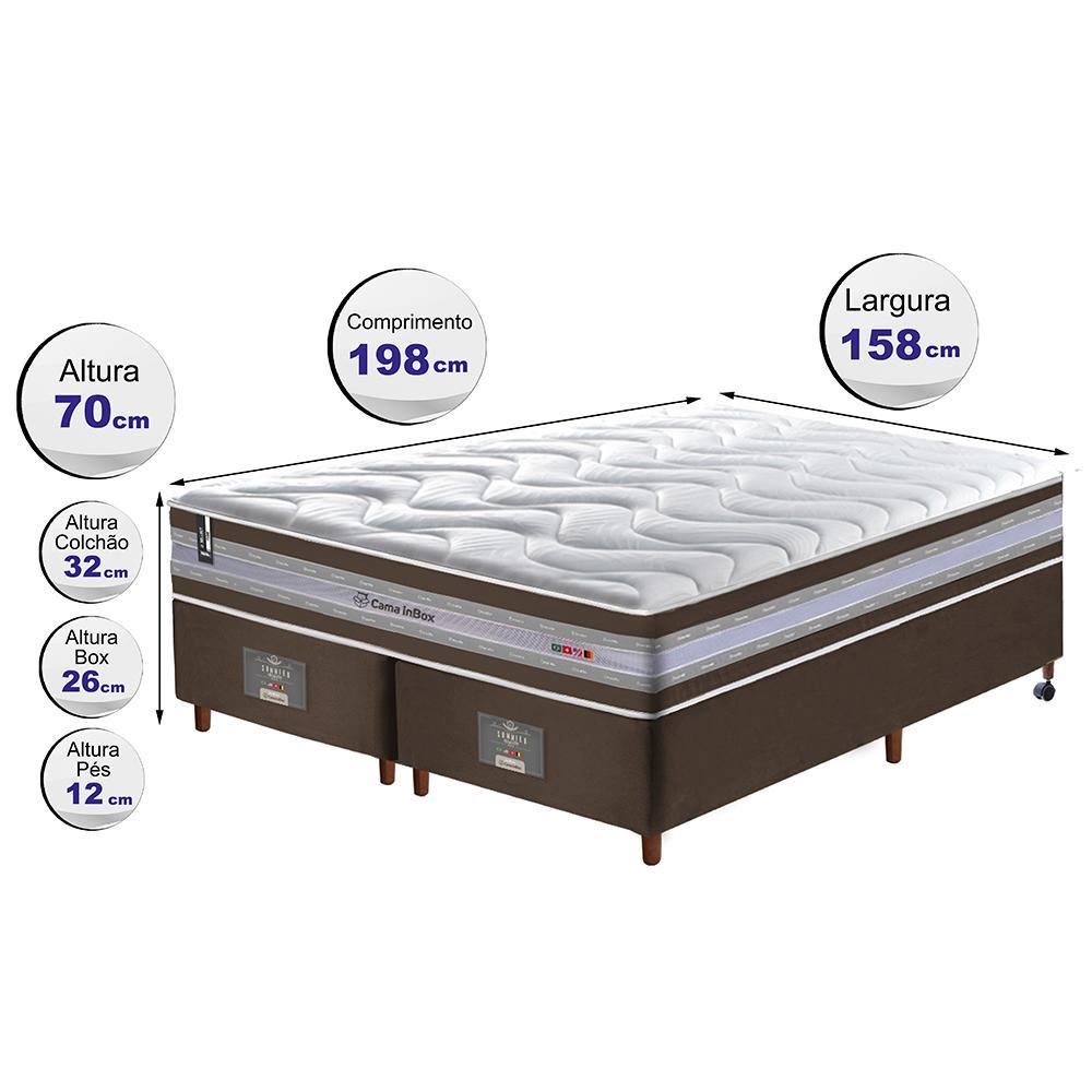 Conjunto Cama Box Queen de Molas Ensacadas D33 Cama inBox Select Firme 158x198x71 Café - 2