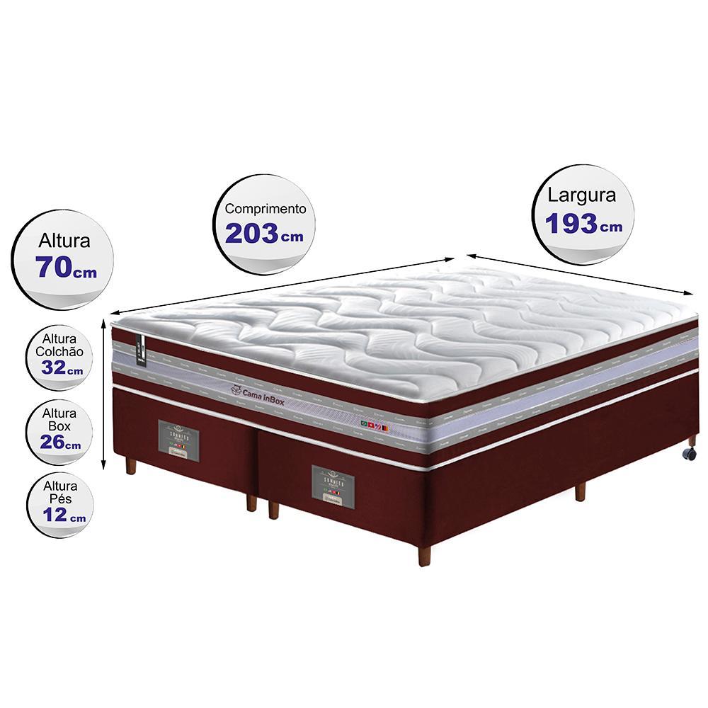 Conjunto Cama Box King de Molas Ensacadas D33 Cama inBox Select Firme 193x203x71 Vinho - 2