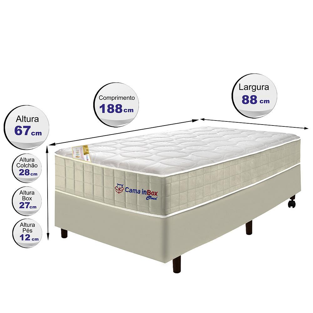 Conjunto Cama Box Solteiro com Molas Ensacadas Cama inBox Cloud Bege 88x188x67 - 2