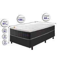 Conjunto Cama Box Solteiro com Molas Ensacadas Cama inBox Cloud Cinza 88x188x67 - 2