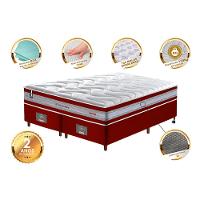 Conjunto Cama Box King de Molas Ensacadas D33 Cama inBox Select Firme 193x203x71 Vermelho - 3