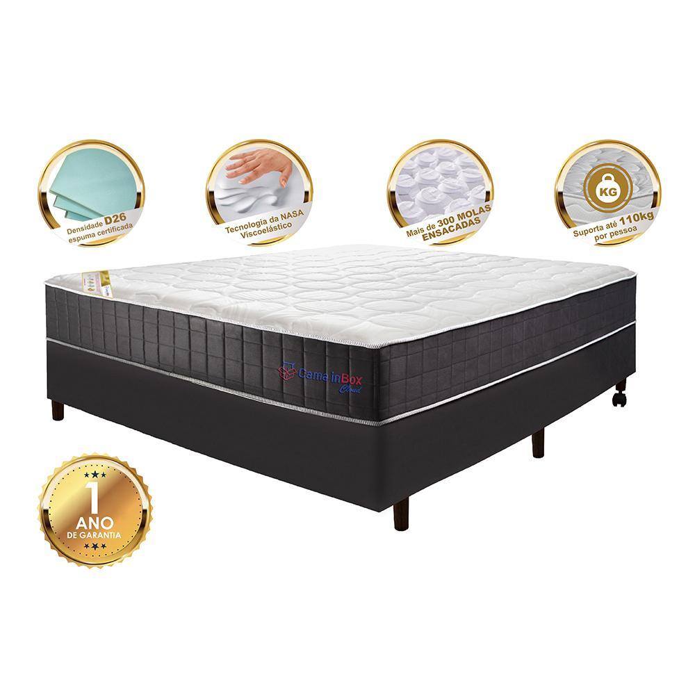Conjunto Cama Box Casal com Molas Ensacadas Cama inBox Cloud Cinza 138x188x67 - 3