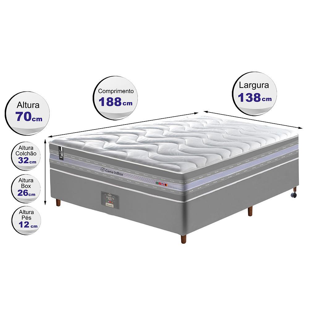 Conjunto Cama Box Casal de Molas Ensacadas D33 Cama inBox Select Firme 138x188x71 Cinza - 2