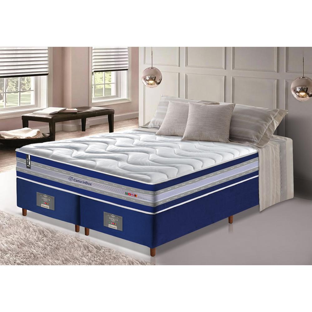 Conjunto Cama Box King de Molas Ensacadas D33 Cama inBox Select Firme 193x203x71 Azul - 1