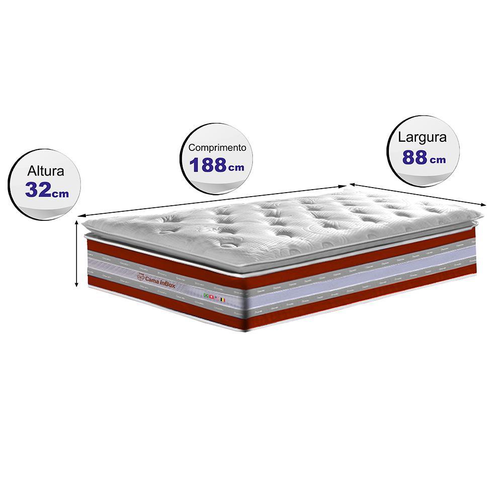 Colchão Solteiro de Molas Ensacadas D33 com Pillow TOP Cama inBox Select 88x188x32 Vermelho - 2