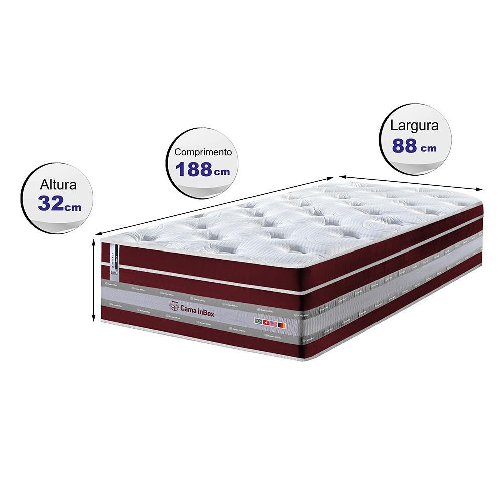 Colchão Solteiro de Molas Ensacadas Cama inBox Select Euro Soft 88x188x32 Vinho - 2