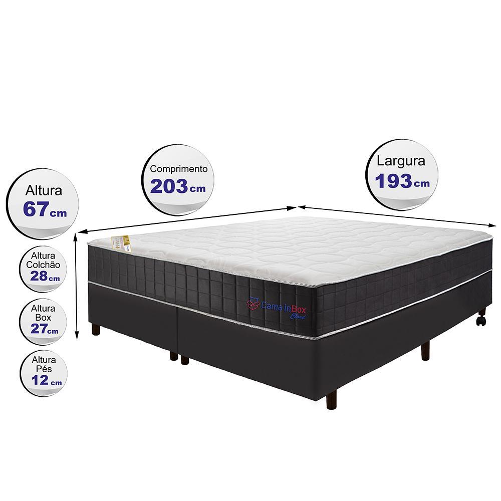 Conjunto Cama Box King com Molas Ensacadas Cama inBox Cloud Cinza 193x203x67 - 2