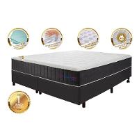 Conjunto Cama Box King com Molas Ensacadas Cama inBox Cloud Cinza 193x203x67 - 3