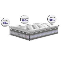 Colchão Solteiro de Molas Ensacadas D33 com Pillow TOP Cama inBox Select 88x188x32 Cinza - 2