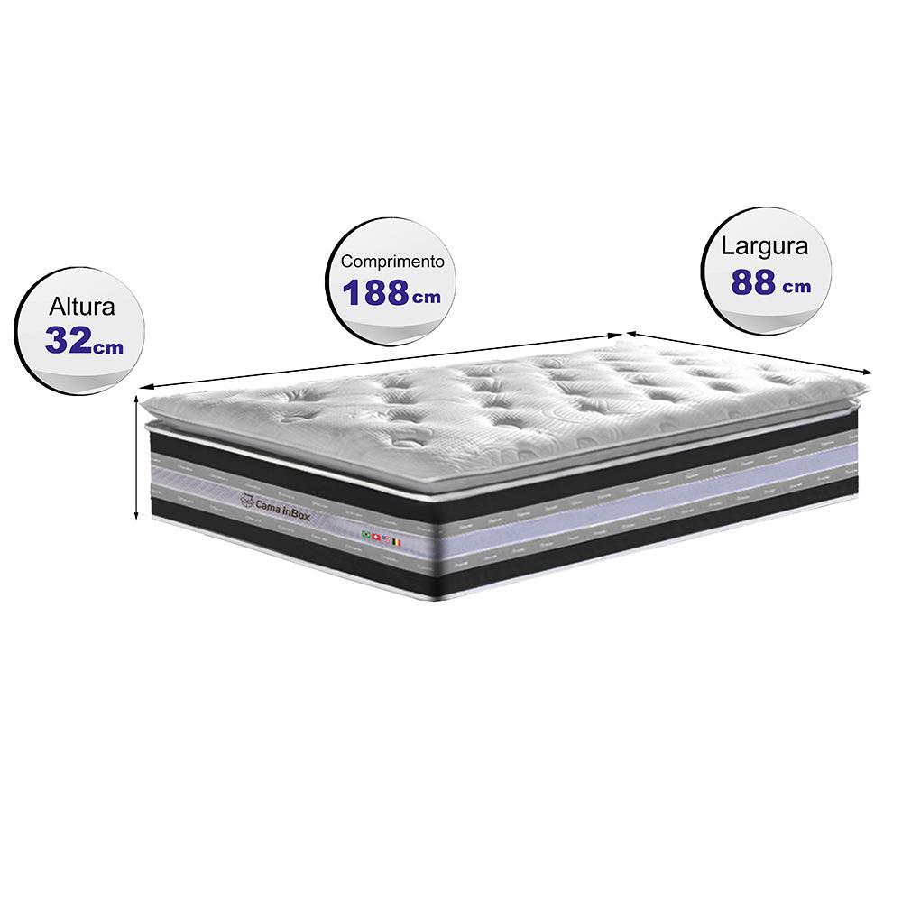 Colchão Solteiro de Molas Ensacadas D33 com Pillow TOP Cama inBox Select 88x188x32 Preto - 2