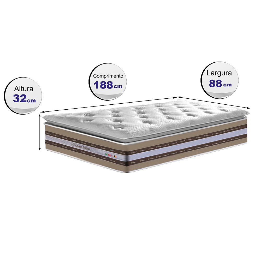 Colchão Solteiro de Molas Ensacadas D33 com Pillow TOP Cama inBox Select 88x188x32 Bege - 2