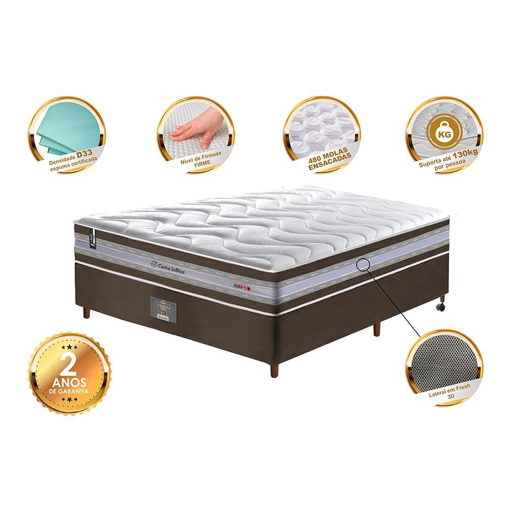 Conjunto Cama Box Casal de Molas Ensacadas D33 Cama inBox Select Firme 138x188x71 Café - 3