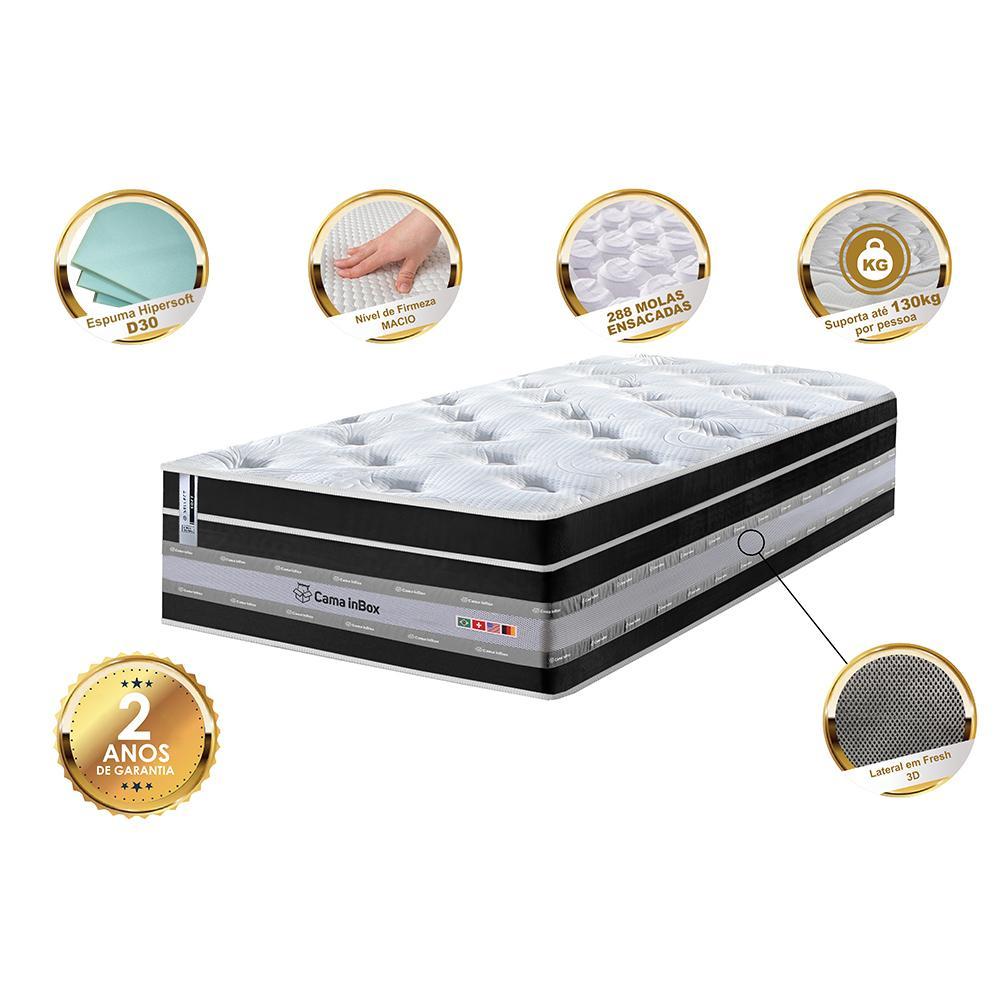 Colchão Solteiro de Molas Ensacadas Cama inBox Select Euro Soft 88x188x32 Preto - 3