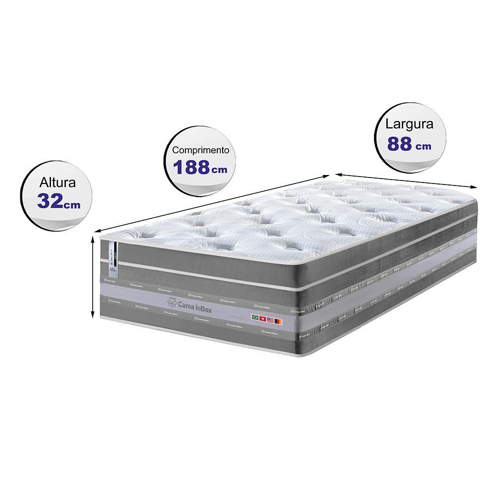 Colchão Solteiro de Molas Ensacadas Cama inBox Select Euro Soft 88x188x32 Cinza - 2