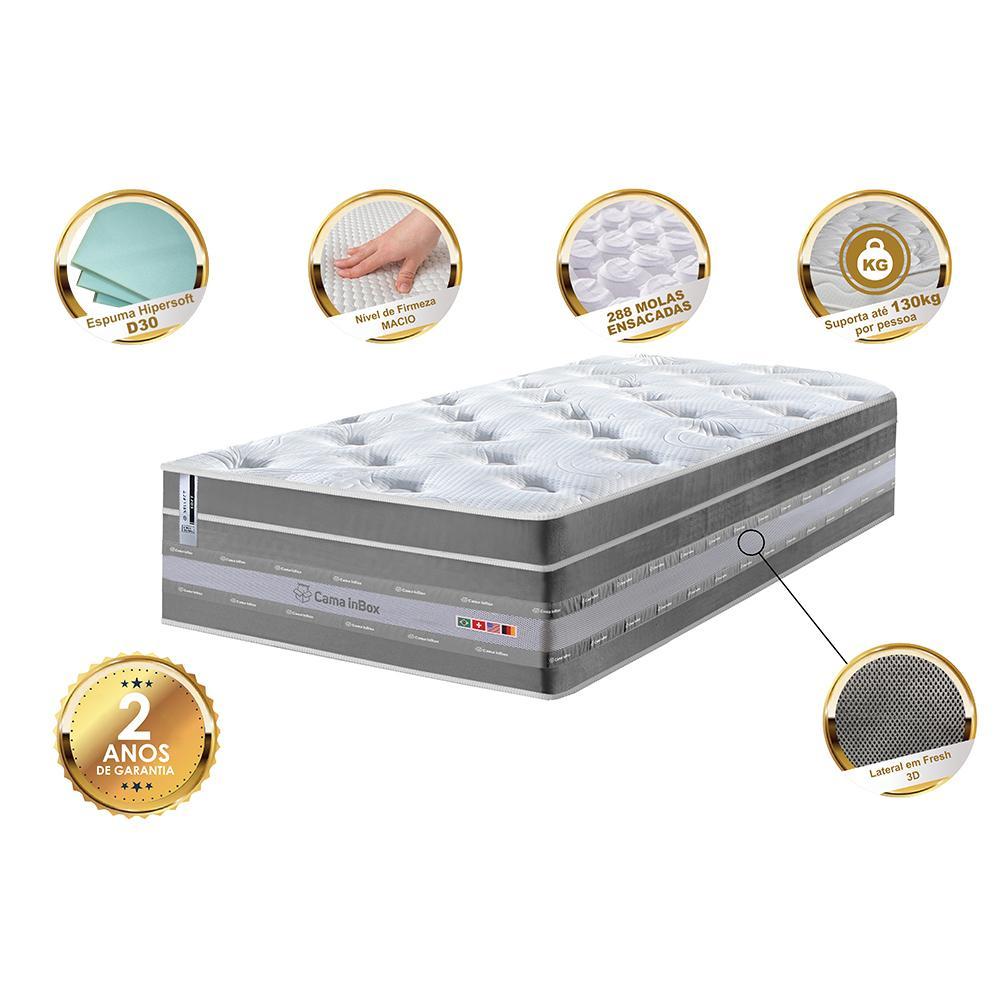 Colchão Solteiro de Molas Ensacadas Cama inBox Select Euro Soft 88x188x32 Cinza - 3