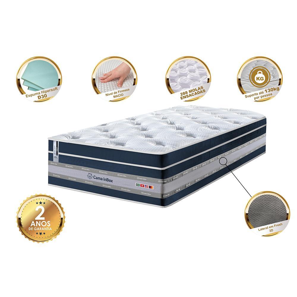 Colchão Solteiro de Molas Ensacadas Cama inBox Select Euro Soft 88x188x32 Azul - 3