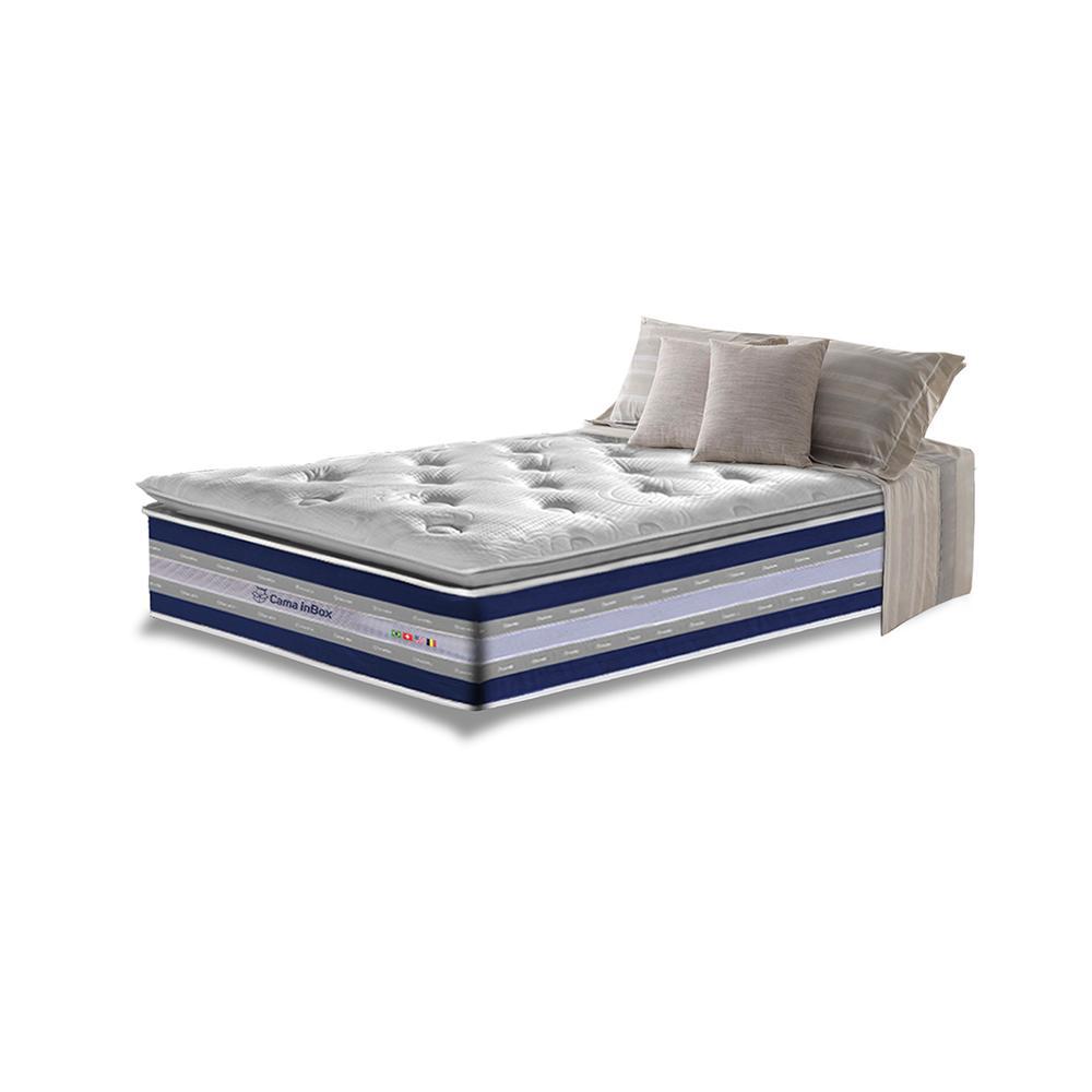 Colchão Solteiro de Molas Ensacadas D33 com Pillow TOP Cama inBox Select 88x188x32 Azul - 1