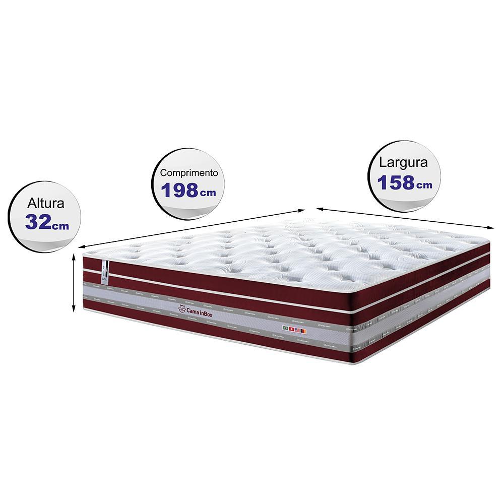 Colchão Queen de Molas Ensacadas Cama inBox Select Euro Soft 158x198x32 Vinho - 2