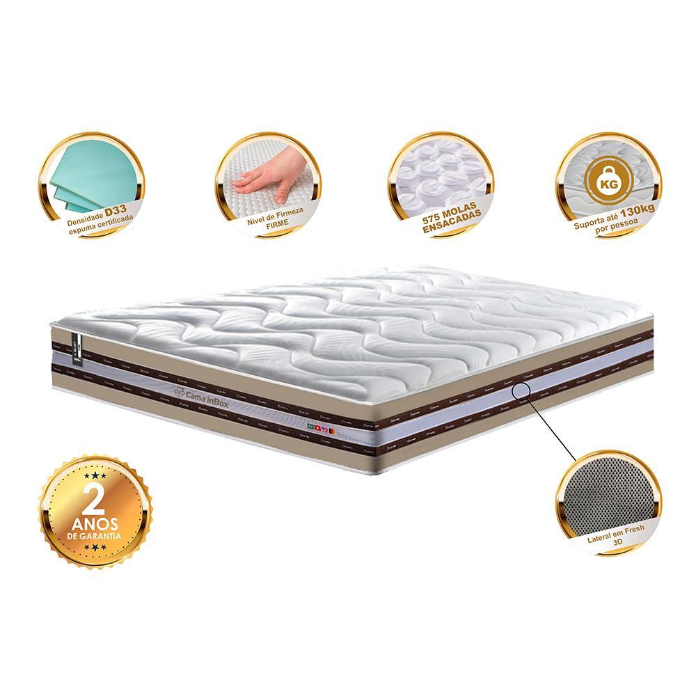 Colchão Queen de Molas Ensacadas D33 Cama inBox Select Firme 158x198x32 Bege - 3