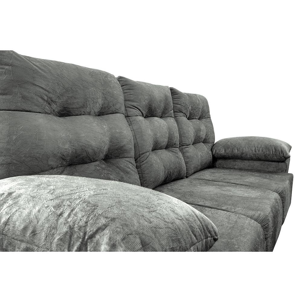 Conjunto Sofá Luxemburgo 3 E 2 Lugares 1,52m e 2,02m Suede Cinza - 5