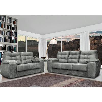 Conjunto Sofá Luxemburgo 3 E 2 Lugares 1,52m e 2,02m Suede Cinza