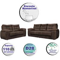 Conjunto Sofá Luxemburgo 3 E 2 Lugares 1,52m e 2,02m Suede Café - 3