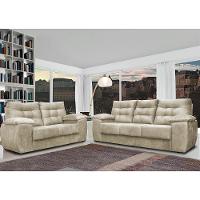 Conjunto Sofá Luxemburgo 3 E 2 Lugares 1,52m e 2,02m Suede Bege - 1