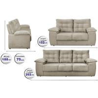 Conjunto Sofá Luxemburgo 3 E 2 Lugares 1,52m e 2,02m Suede Bege - 2