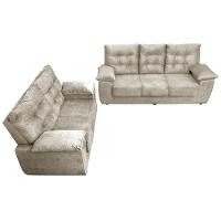 Conjunto Sofá Luxemburgo 3 E 2 Lugares 1,52m e 2,02m Suede Bege - 5