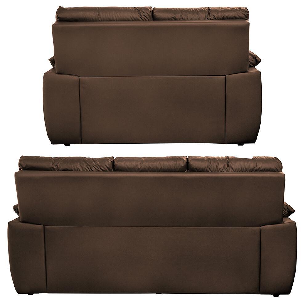 Conjunto Sofá Luxemburgo 3 E 2 Lugares 1,52m e 2,02m Courino Marrom - 6