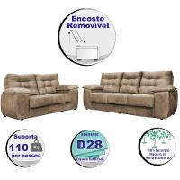 Conjunto Sofá Luxemburgo 3 E 2 Lugares 1,52m e 2,02m Suede Castor - 5