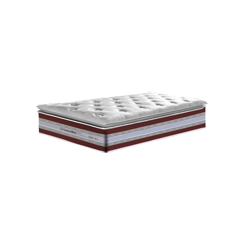 Conjunto Cama Box Solteiro de Molas Ensacadas D33 com Pillow TOP Cama inBox Select 88x188x71 Vinho - 4