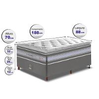 Conjunto Cama Box Solteiro de Molas Ensacadas D33 com Pillow TOP Cama inBox Select 88x188x71 Cinza - 2