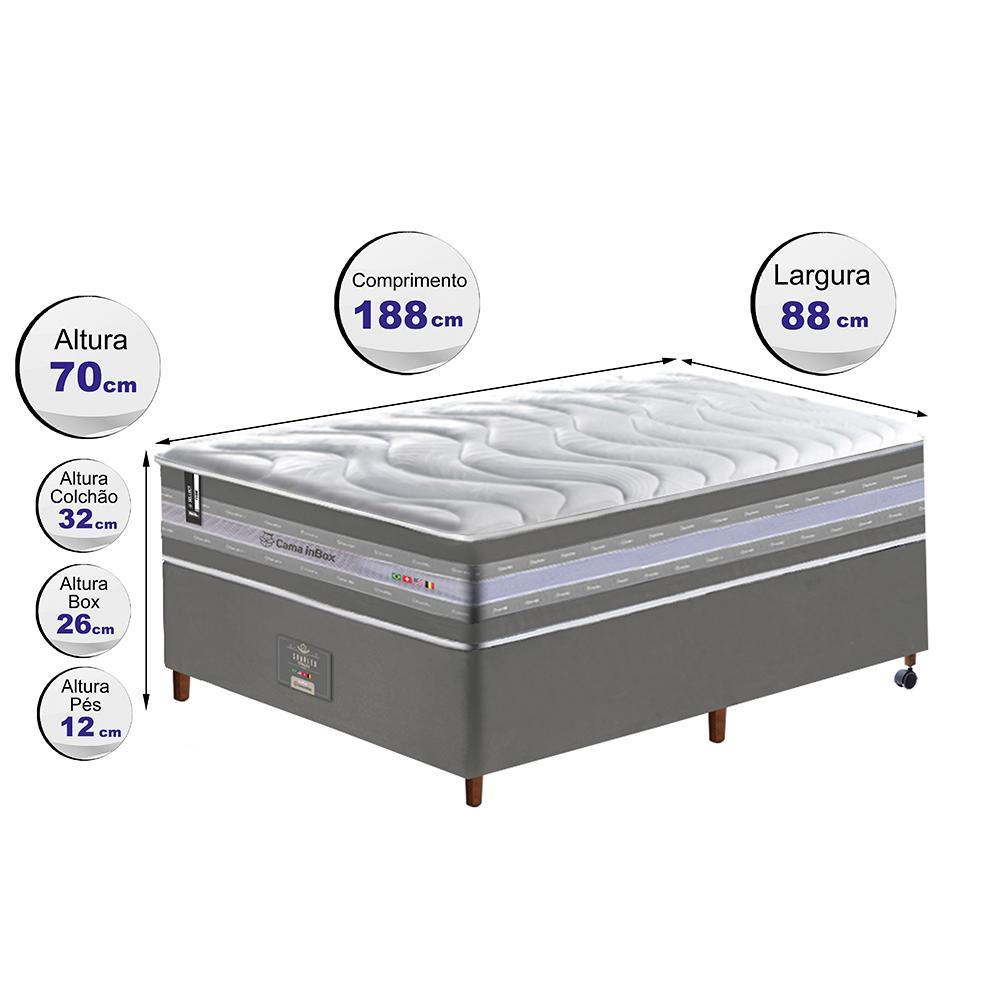 Conjunto Cama Box Solteiro de Molas Ensacadas D33 Cama inBox Select Firme 88x188x71 Cinza - 2